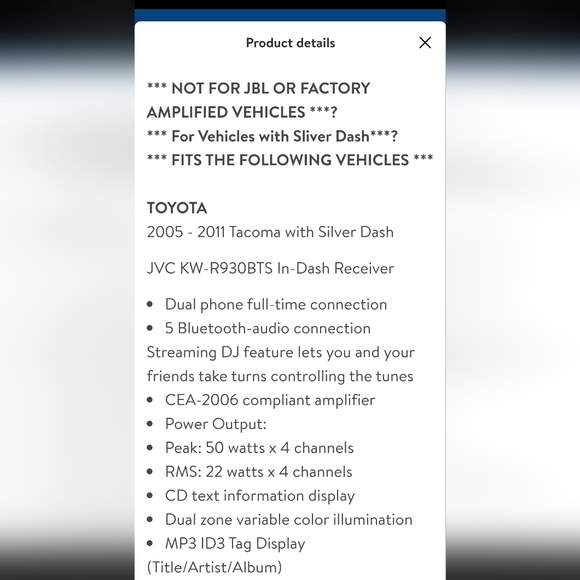 JVC KW-R93OBTS 2-Din In-Dash Car Stereo CD Player - Picture 4 of 5